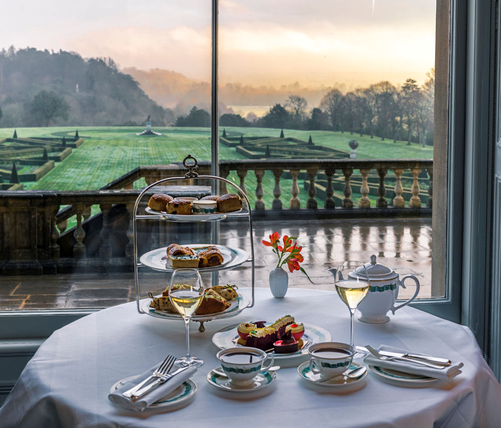 Afternoon Tea at Cliveden with view of garden