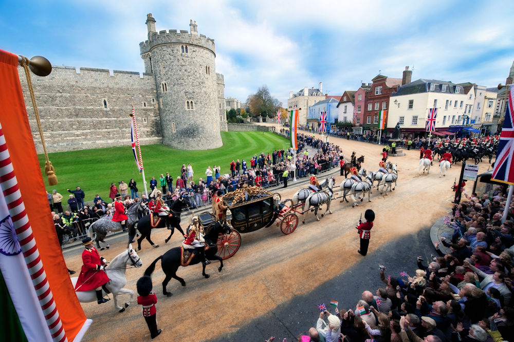 State Visit to Windsor procession in front of Windsor Castle