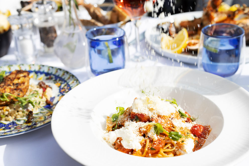 Plate of pasta at Mediterranevm Bray