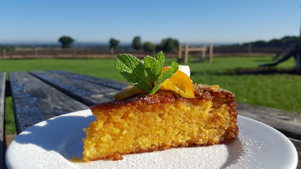 Cake on table at Fernygrove Farm Coffee Shop